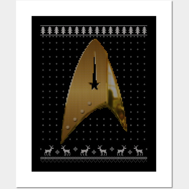 Star Trek Discovery Star Fleet Badge Christmas Knit Wall Art by Bevatron